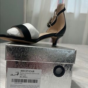 Black Women Kitten Heel Sandals